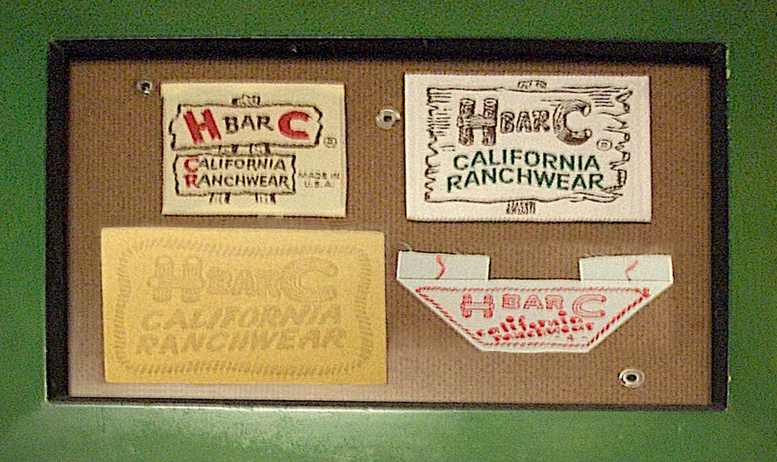 Four H-Bar-C California Ranchwear labels
